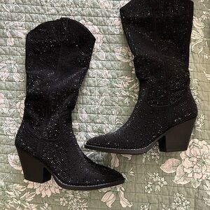 Black Rhinestone Cowboy Boots